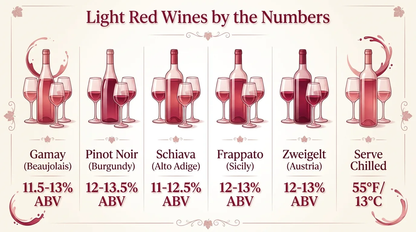 What Is The Best Light Red Wine? 1 Light Red Wines by the Numbers — key facts at a glance