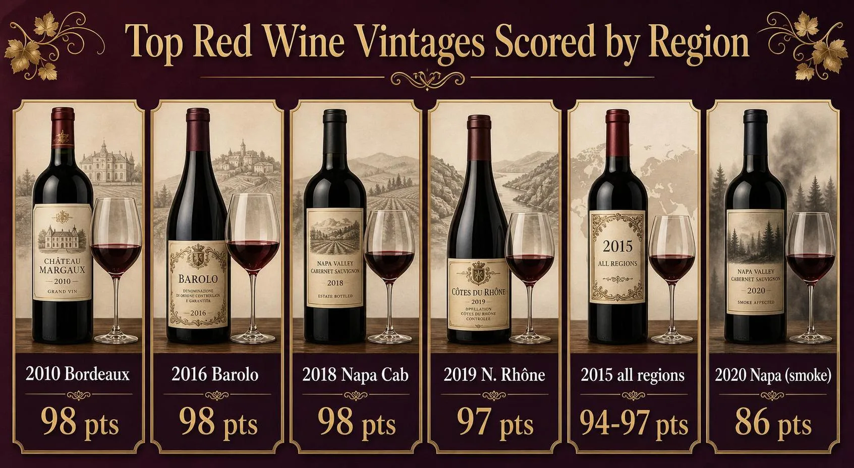 What Is The Best Year For Red Wine? 1 Top Red Wine Vintages Scored by Region — key facts at a glance