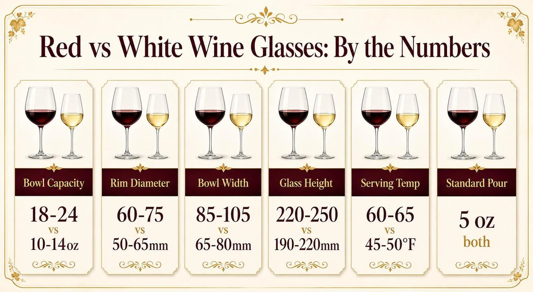 Red vs White Wine Glasses: By the Numbers — key facts at a glance