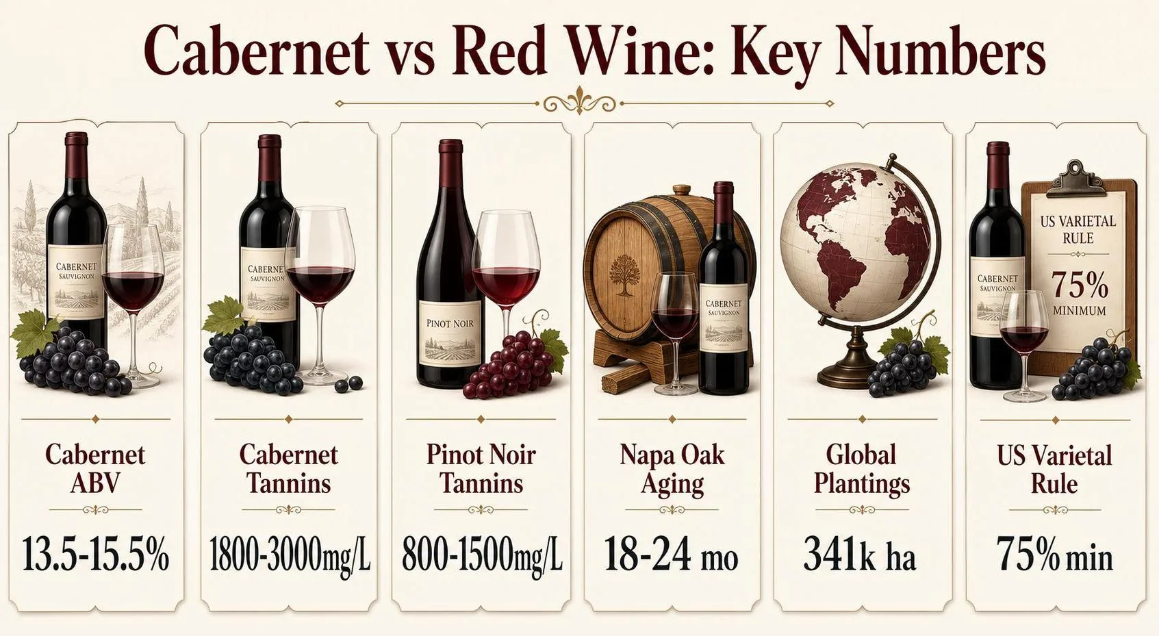 What Is Difference Between Red Wine And Cabernet Sauvignon? 1 Cabernet vs Red Wine: Key Numbers — key facts at a glance