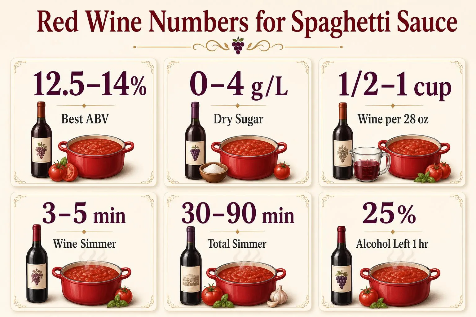 Red Wine Numbers for Spaghetti Sauce — key facts at a glance