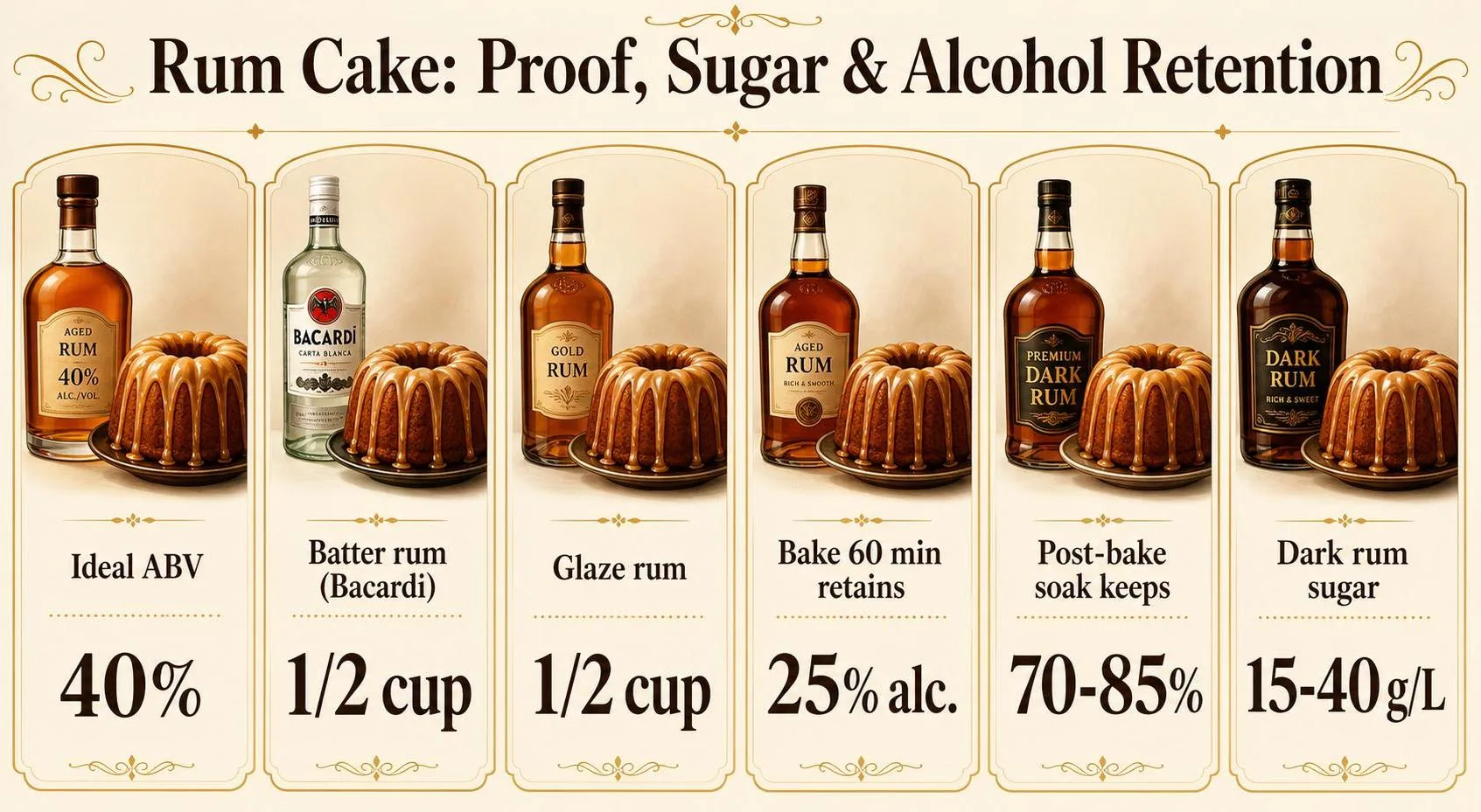 What Kind Of Rum For Rum Cake? 1 Rum Cake: Proof, Sugar & Alcohol Retention — key facts at a glance