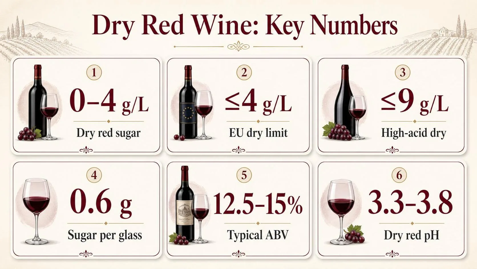What Kinds Of Red Wine Are Dry? 1 Dry Red Wine: Key Numbers — key facts at a glance