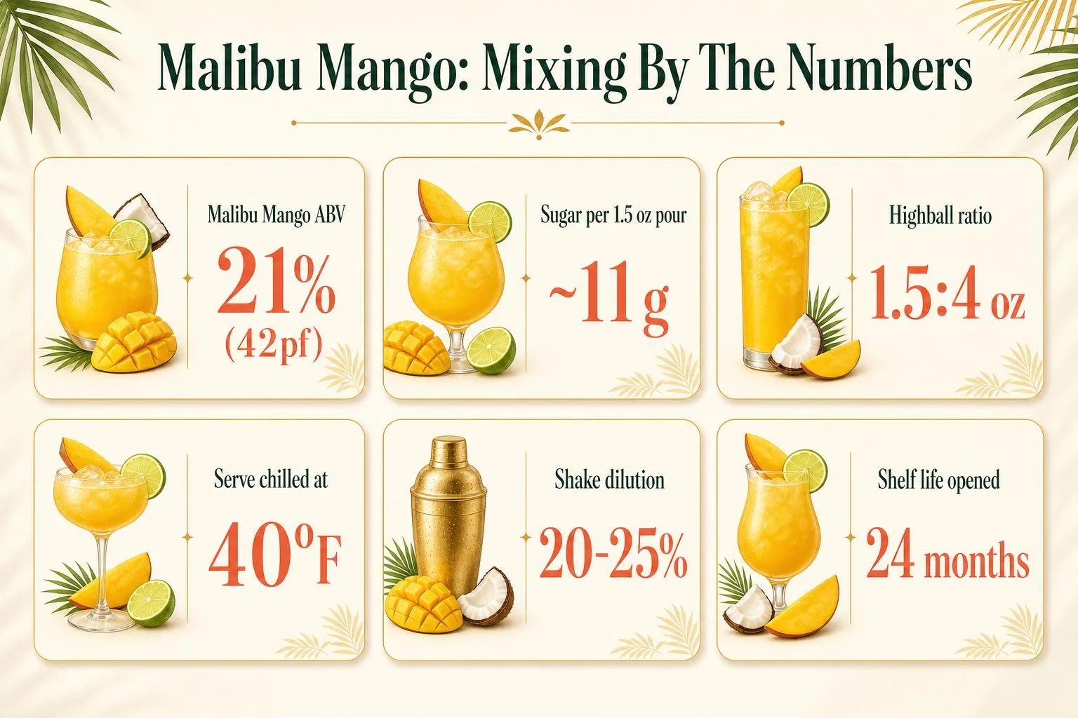 What Mixes Well With Malibu Mango Rum? 1 Malibu Mango: Mixing By The Numbers — key facts at a glance