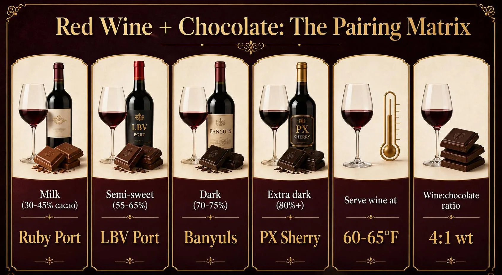 Red Wine + Chocolate: The Pairing Matrix — key facts at a glance