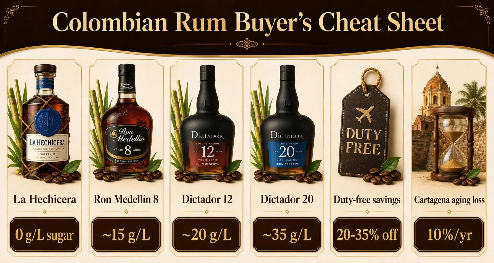 Colombian Rum Buyer's Cheat Sheet — key facts at a glance