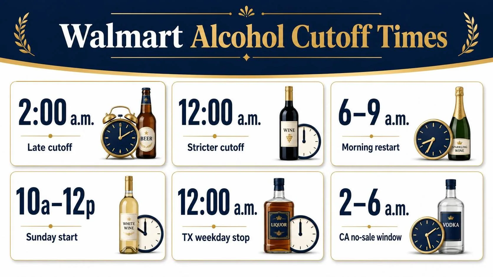 What Time Does Walmart Stop Selling Alcohol? 1 Walmart Alcohol Cutoff Times — key facts at a glance