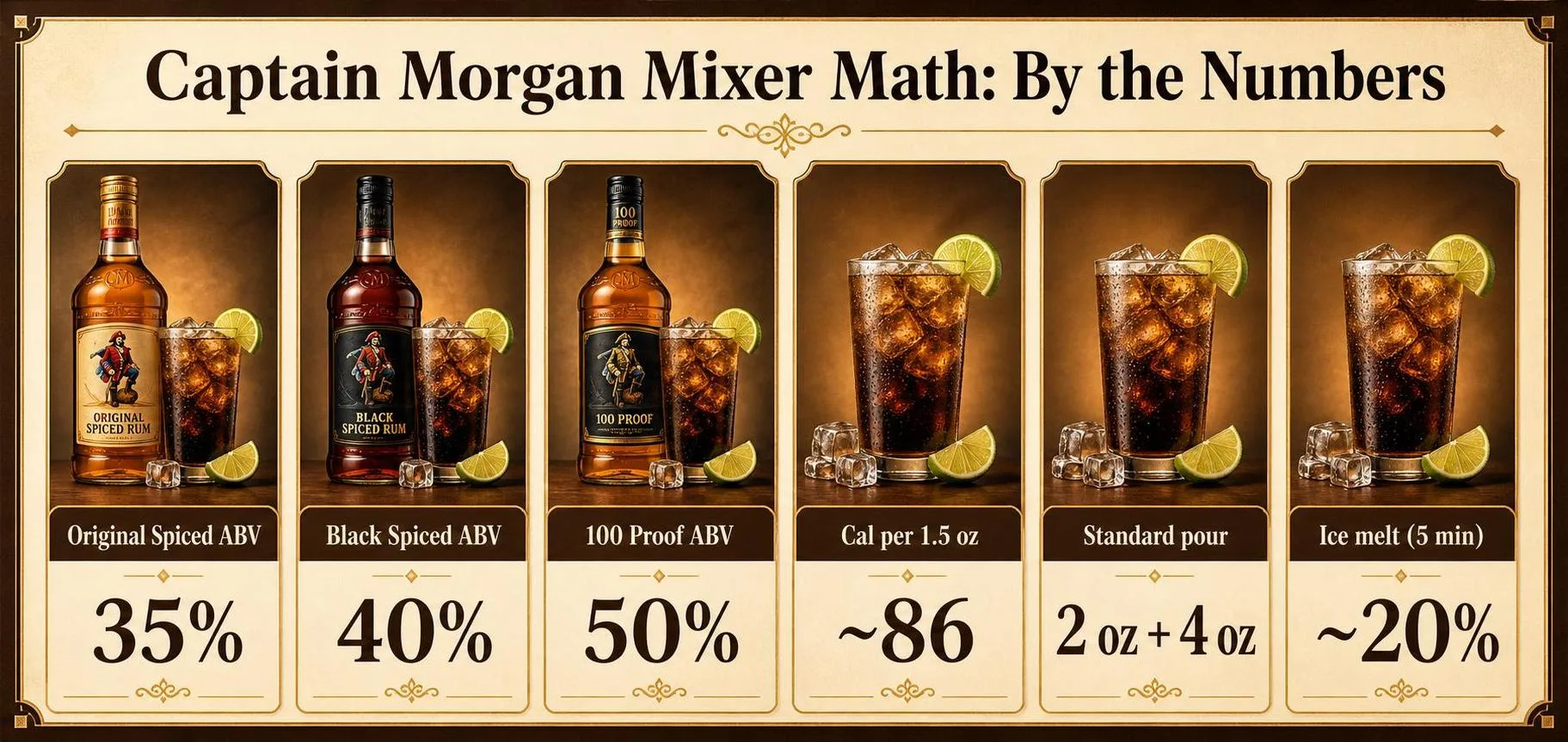 What To Mix With Captain Morgan? 1 Captain Morgan Mixer Math: By the Numbers — key facts at a glance