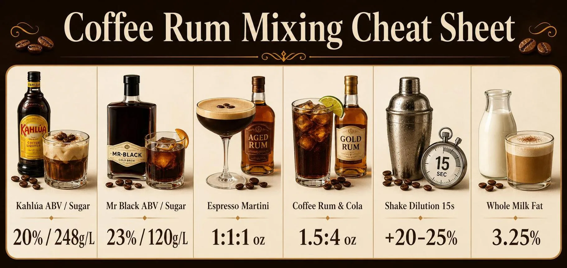 Coffee Rum Mixing Cheat Sheet — key facts at a glance