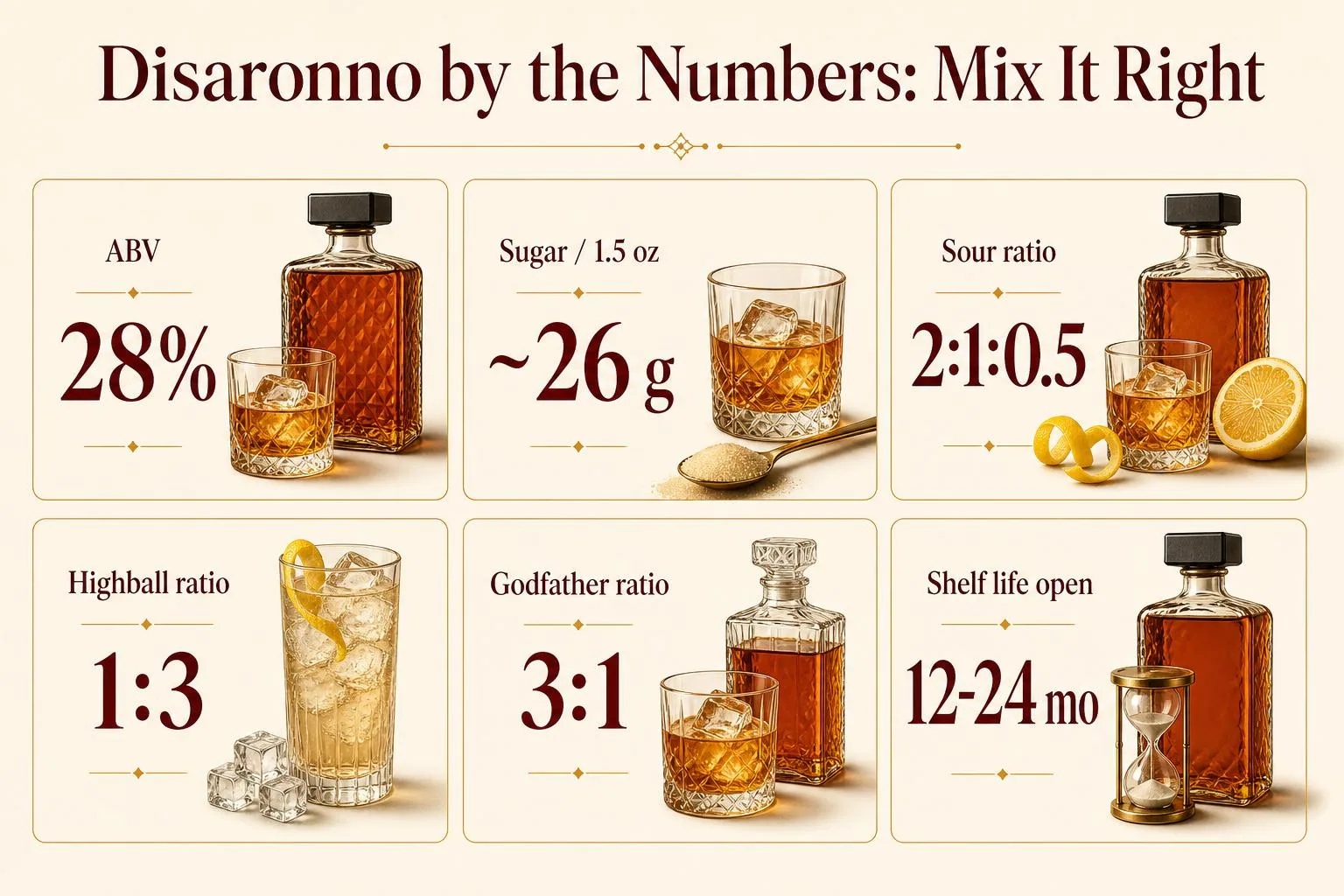 What To Mix With Disaronno? 1 Disaronno by the Numbers: Mix It Right — key facts at a glance