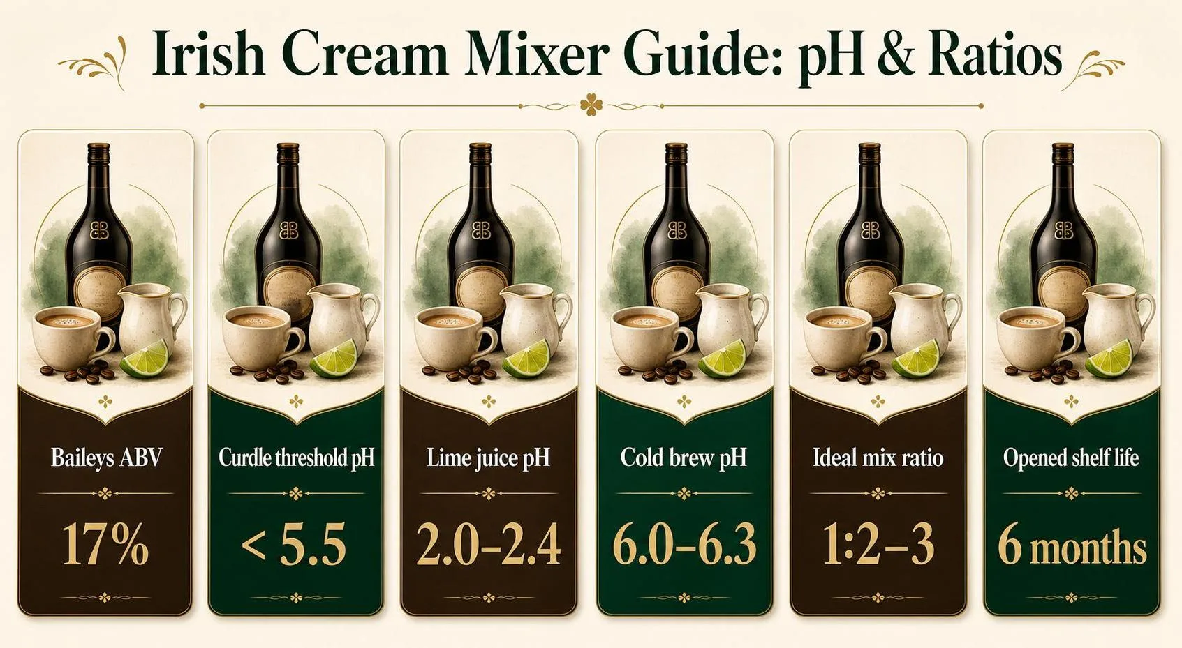 Irish Cream Mixer Guide: pH & Ratios — key facts at a glance