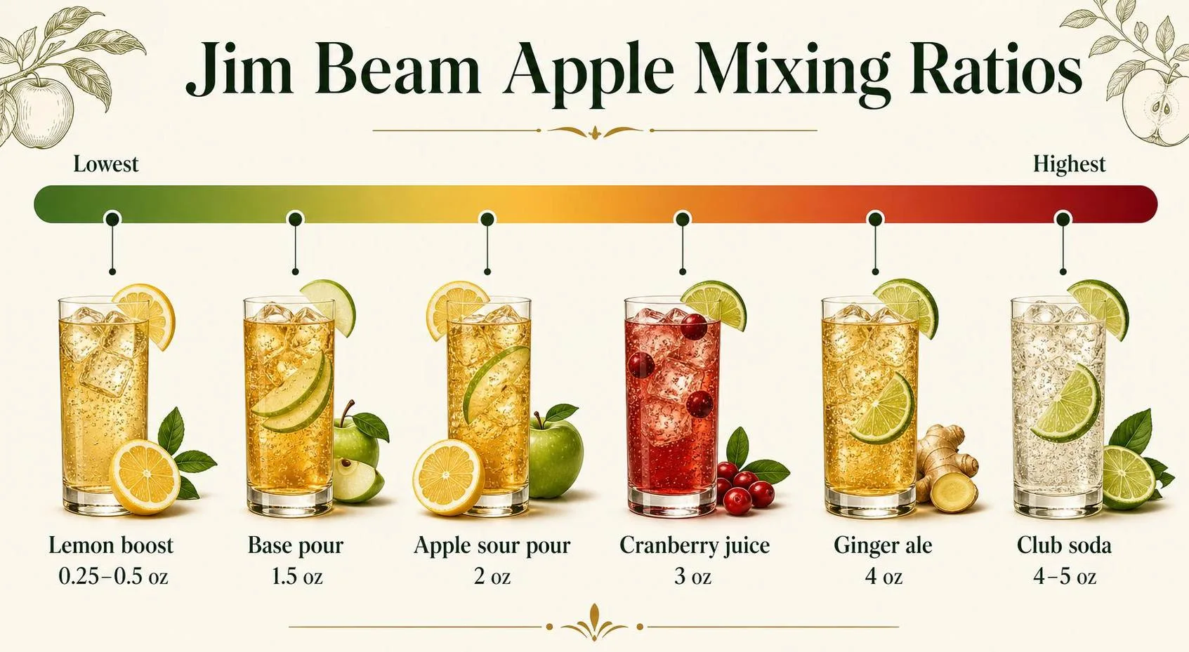 What To Mix With Jim Beam Apple? 1 Jim Beam Apple Mixing Ratios — key facts at a glance