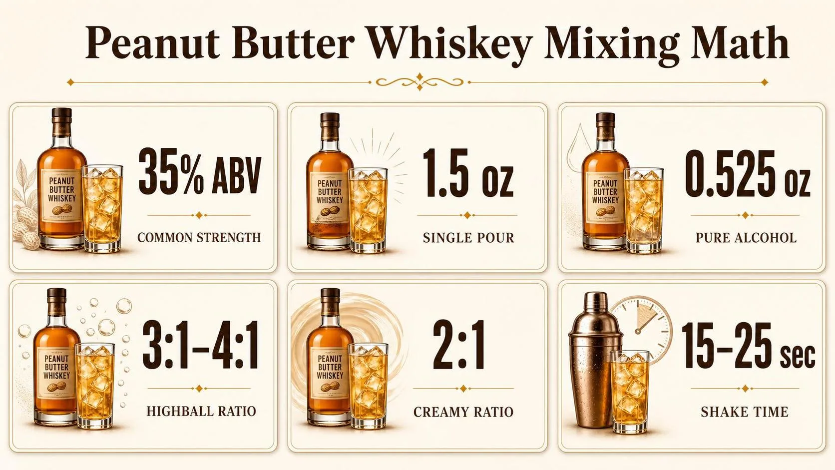 Peanut Butter Whiskey Mixing Math — key facts at a glance