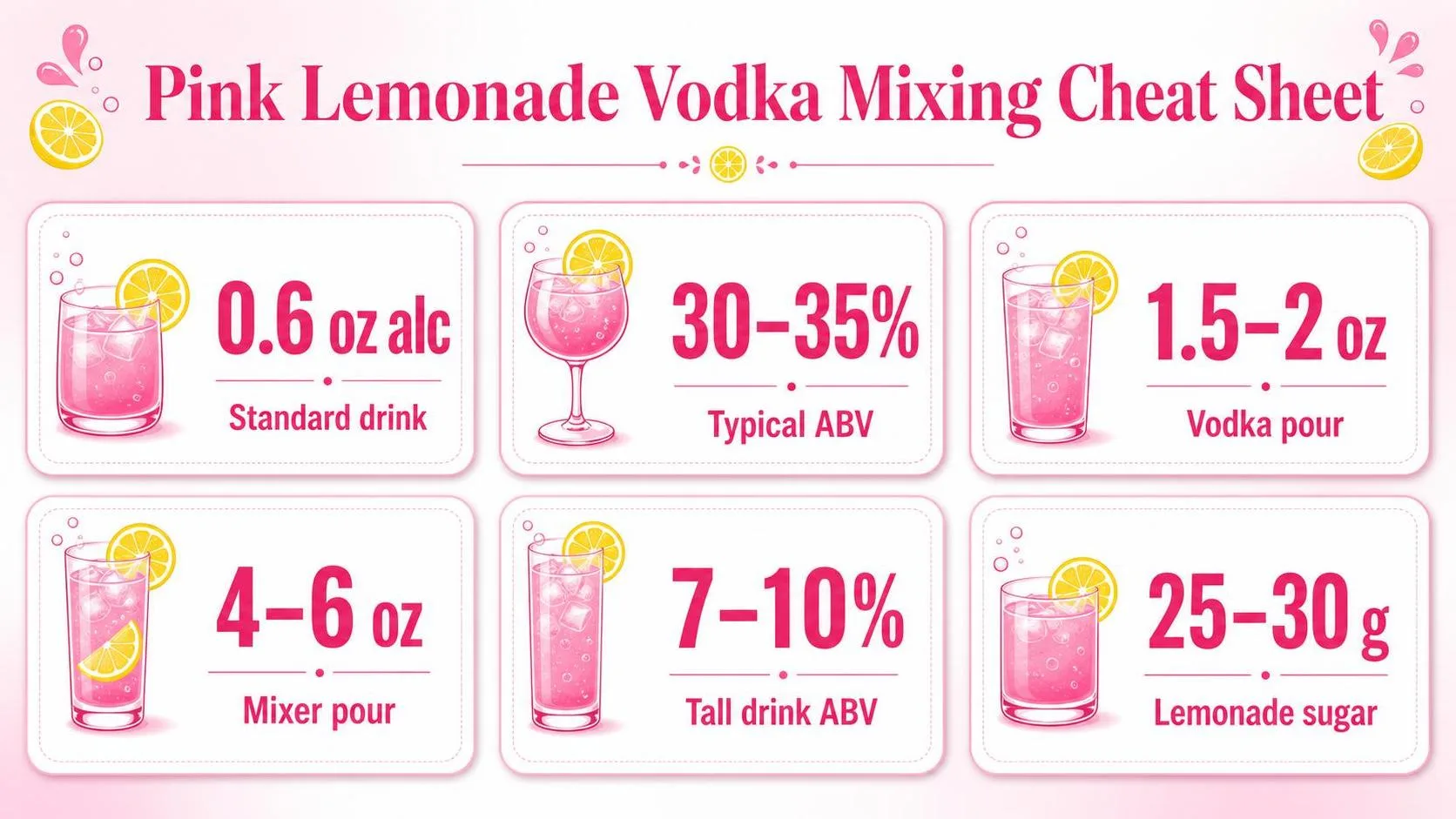 Pink Lemonade Vodka Mixing Cheat Sheet — key facts at a glance