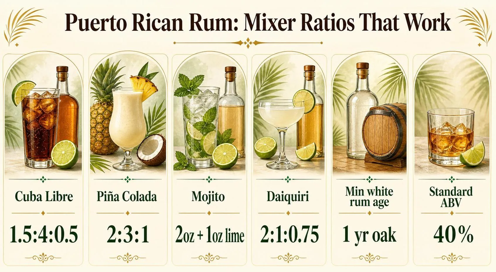 What To Mix With Puerto Rican Rum? 1 Puerto Rican Rum: Mixer Ratios That Work — key facts at a glance