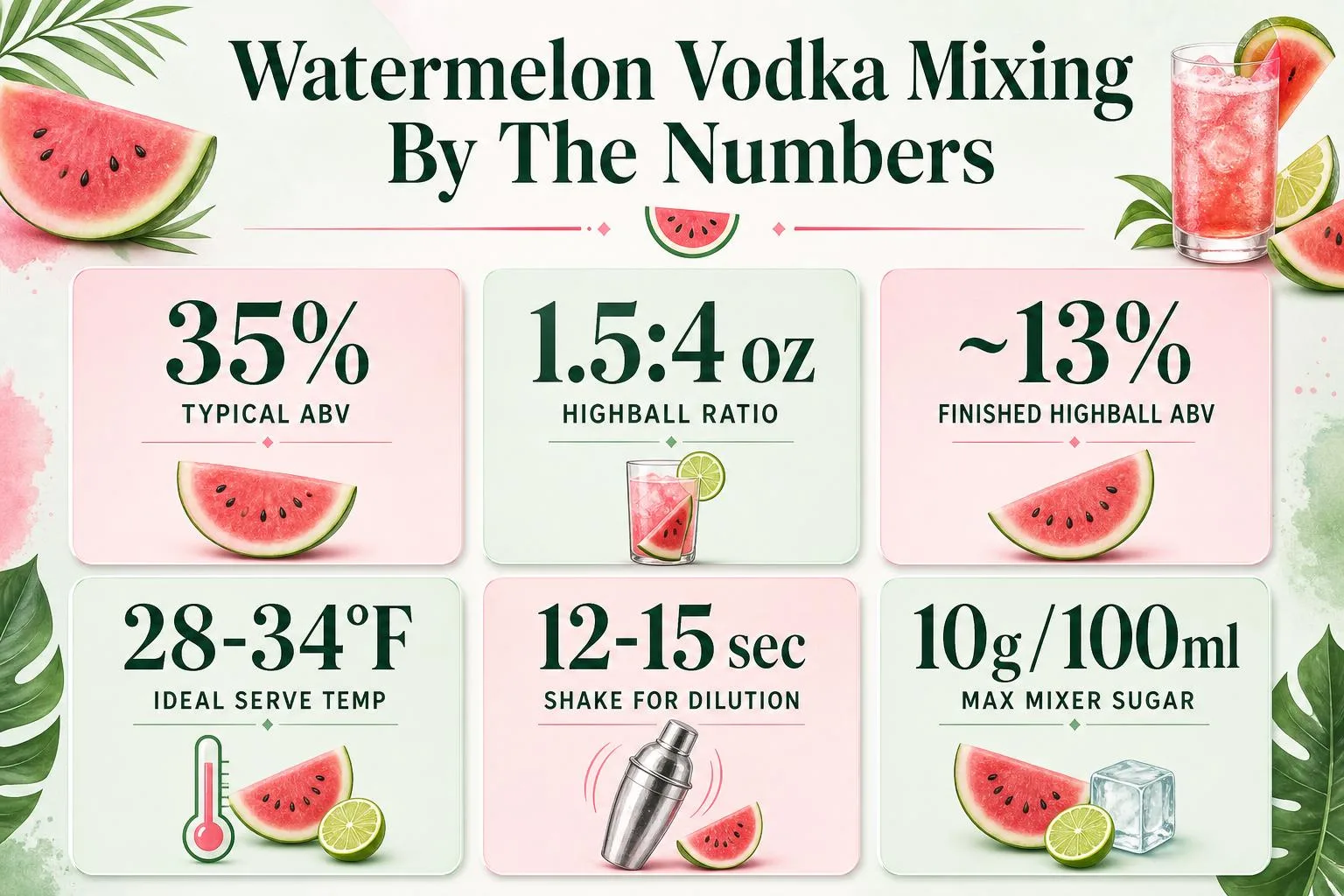 What To Mix With Watermelon Vodka? 1 Watermelon Vodka Mixing By The Numbers — key facts at a glance