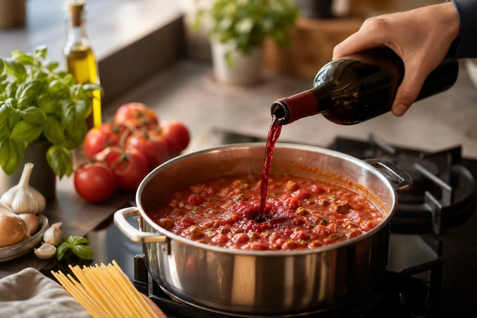 When To Add Red Wine To Spaghetti Sauce