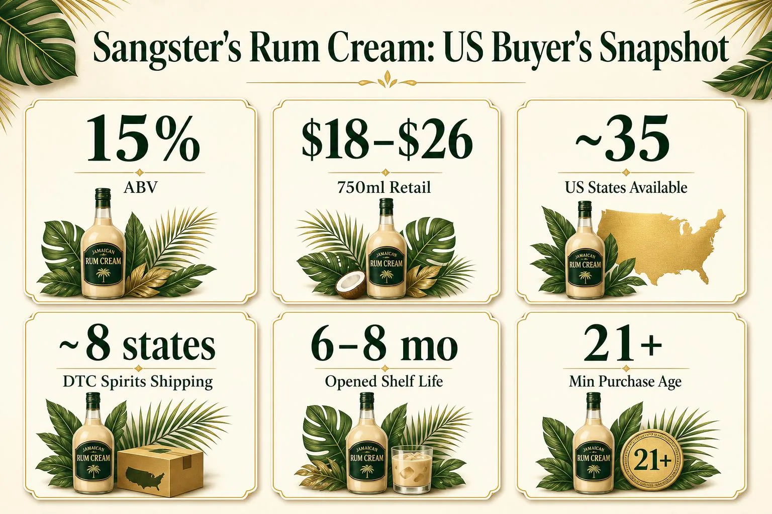 Where Can I Buy Sangsters Rum Cream In The Us? 1 Sangster's Rum Cream: US Buyer's Snapshot — key facts at a glance