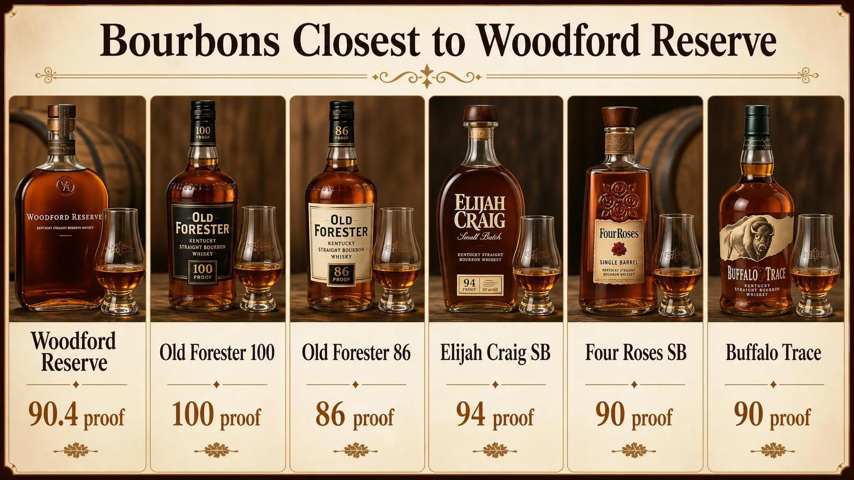 Which Bourbon Is Similar To Woodford Reserve? 1 Bourbons Closest to Woodford Reserve — key facts at a glance