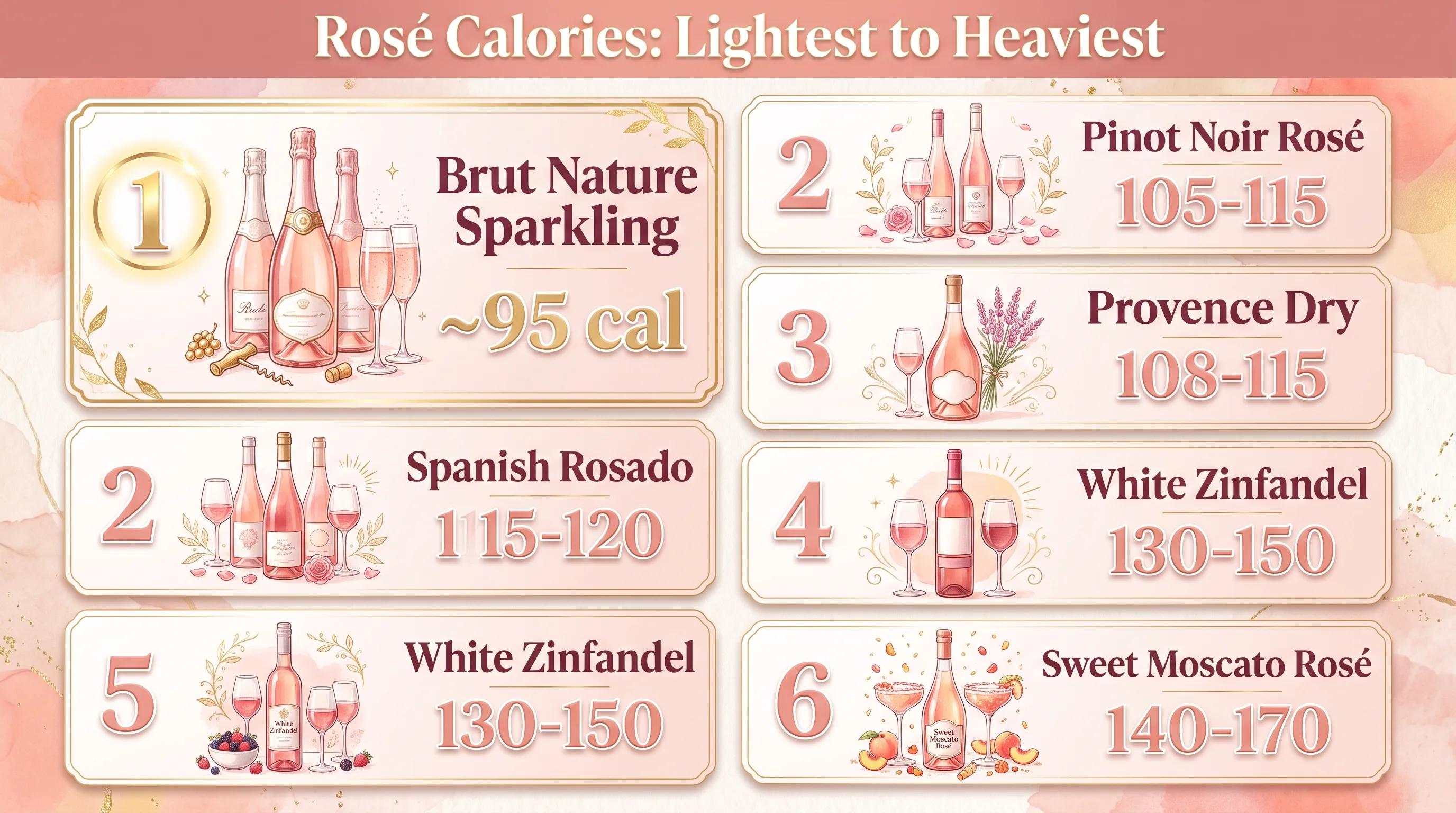 Rosé Calories: Lightest to Heaviest — key facts at a glance