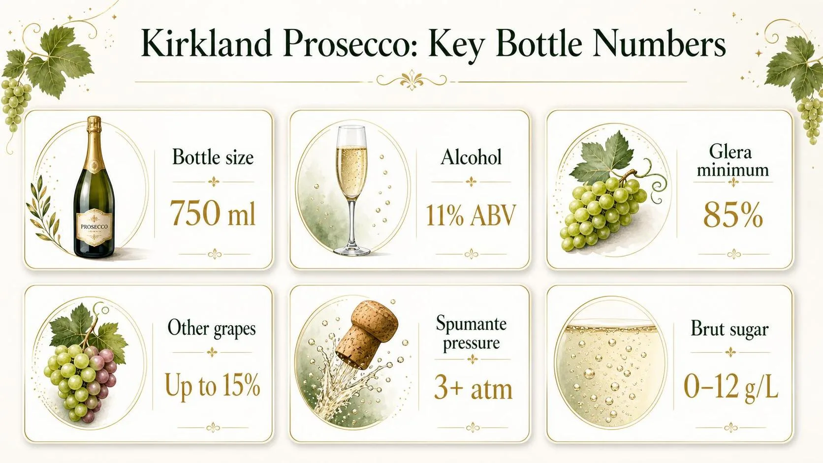 Kirkland Prosecco: Key Bottle Numbers — key facts at a glance