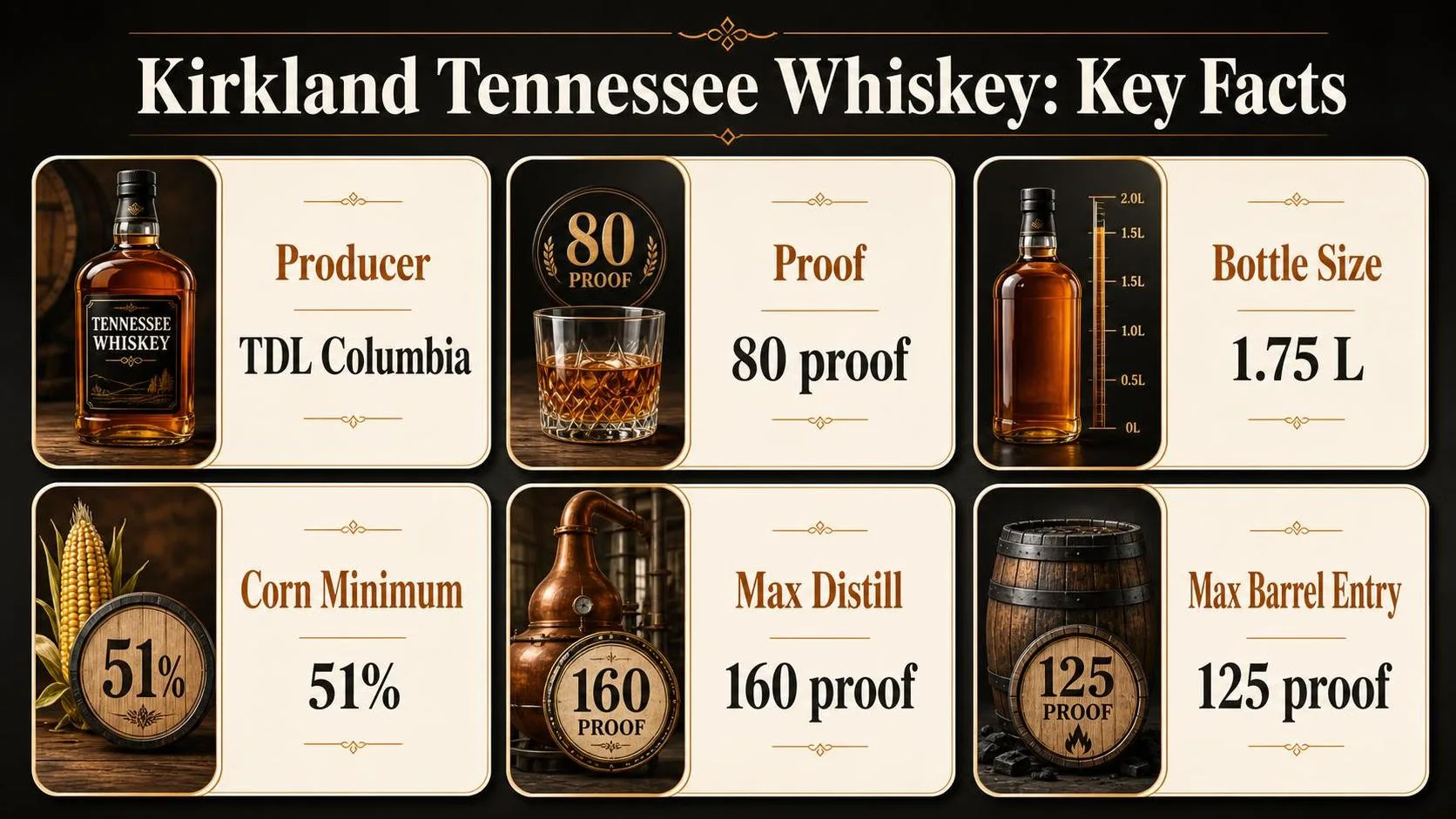 Who Makes Kirkland Tennessee Whiskey? 1 Kirkland Tennessee Whiskey: Key Facts — key facts at a glance