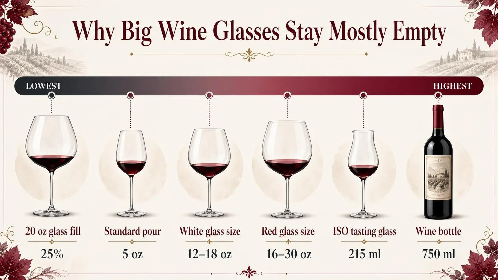 Why Are Wine Glasses So Big? Information From Experts 1 Why Big Wine Glasses Stay Mostly Empty — key facts at a glance