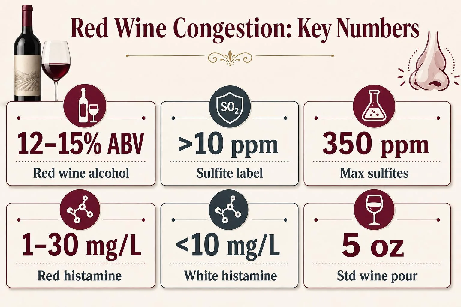Red Wine Congestion: Key Numbers — key facts at a glance