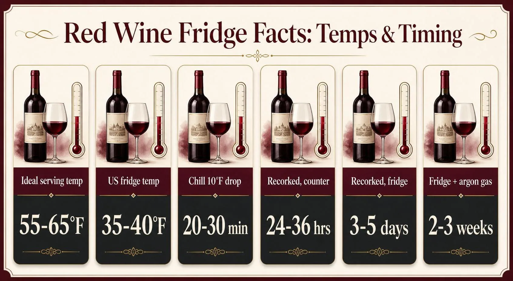 Why Don't You Put Red Wine In The Fridge? 1 Red Wine Fridge Facts: Temps & Timing — key facts at a glance
