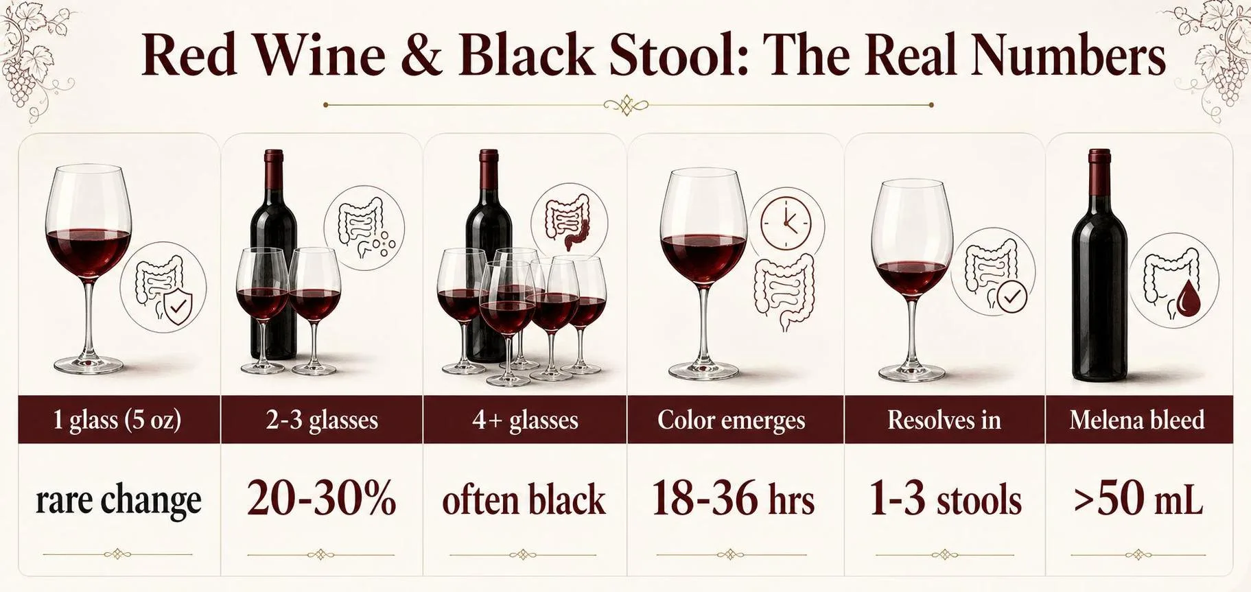 Red Wine & Black Stool: The Real Numbers — key facts at a glance