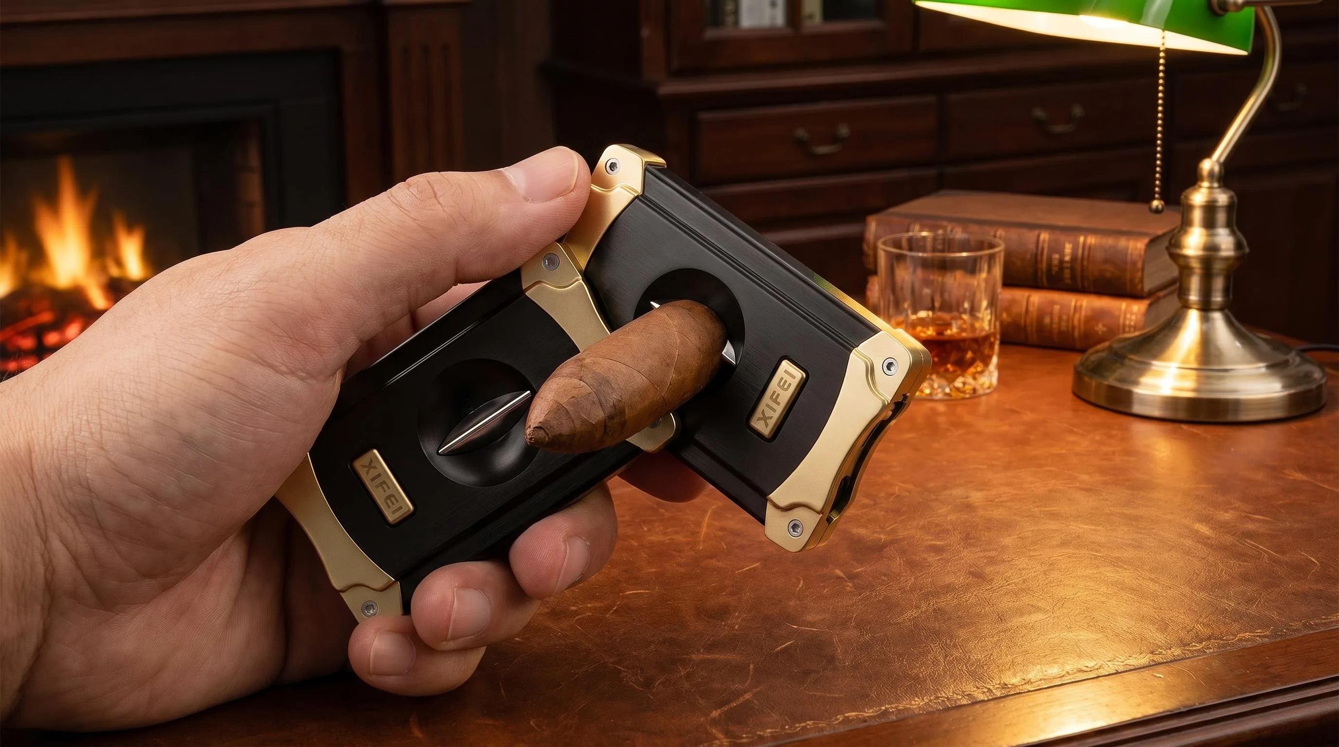 XIFEI Cigar Cutter Review: A Detailed Hands-On Evaluation for Everyday and Aficionado Use 3 The XIFEI Cigar Cutter shown in everyday use at home, as tested by FlightWineBar