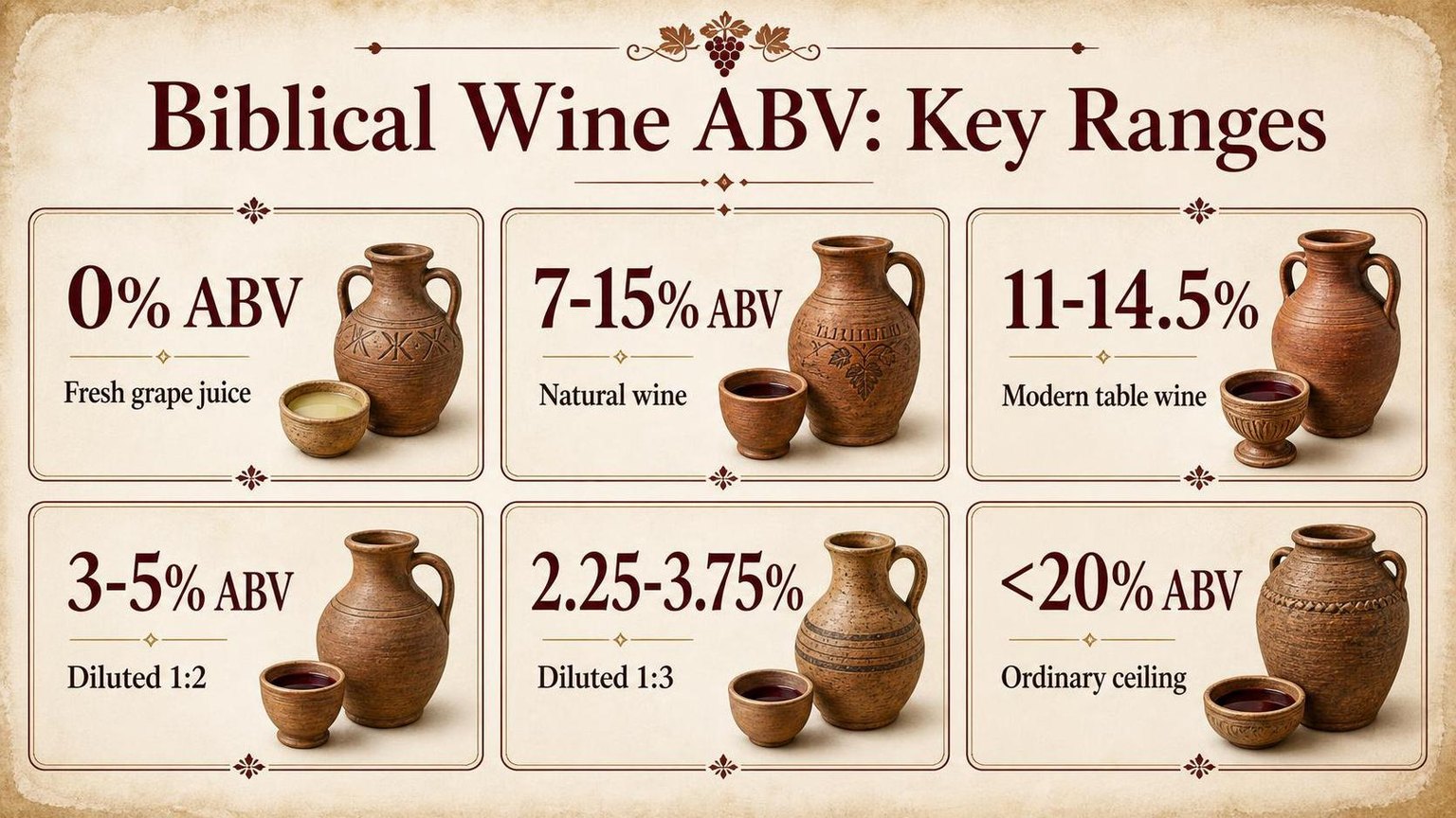 The Alcohol Content of Wine in Biblical Times 1 Biblical Wine ABV: Key Ranges — key facts at a glance
