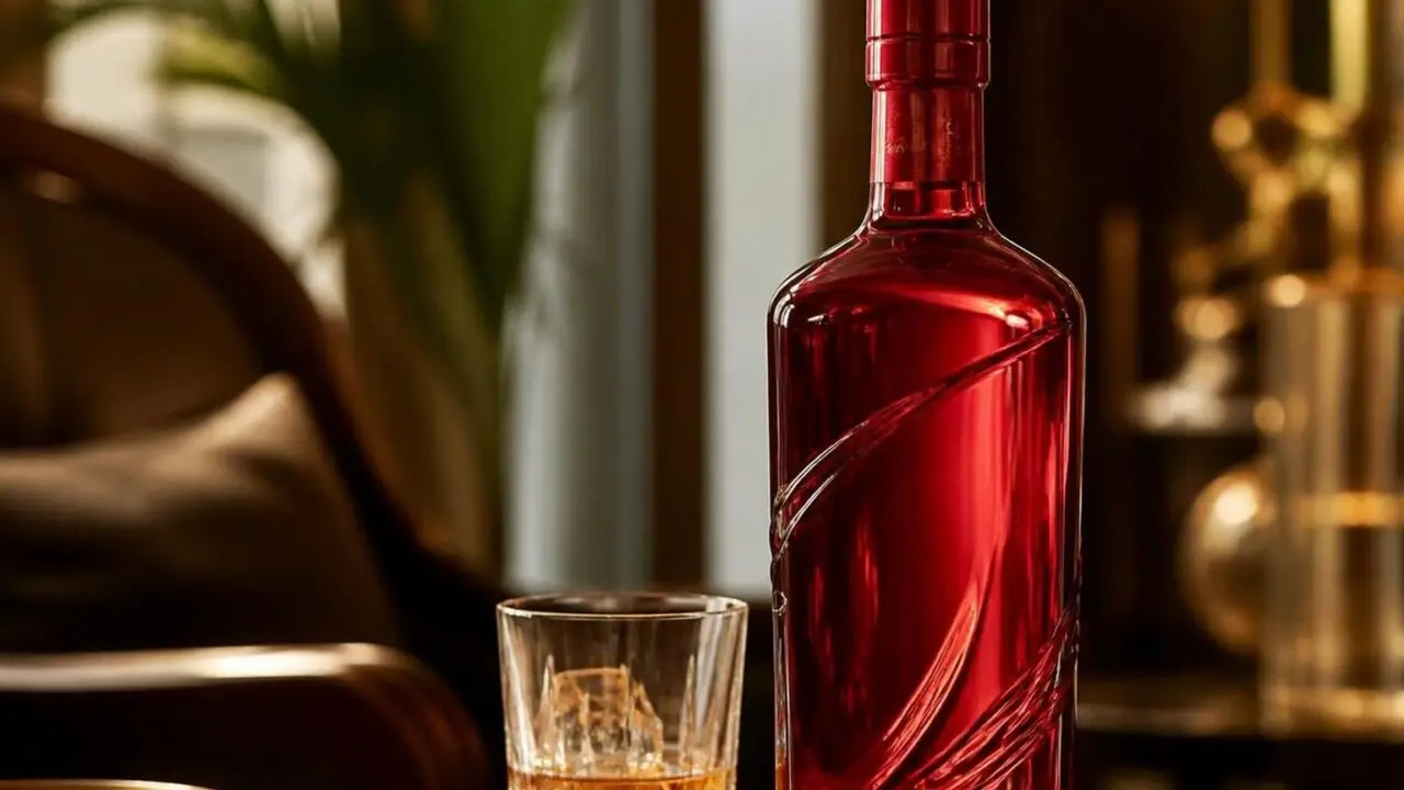 Alcohol in red bottle