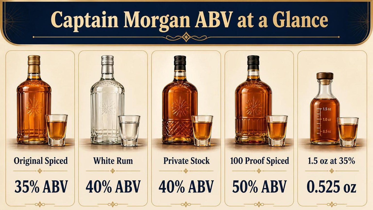 What Is the Alcohol Percentage of Captain Morgan? 1 Captain Morgan ABV at a Glance — key facts at a glance