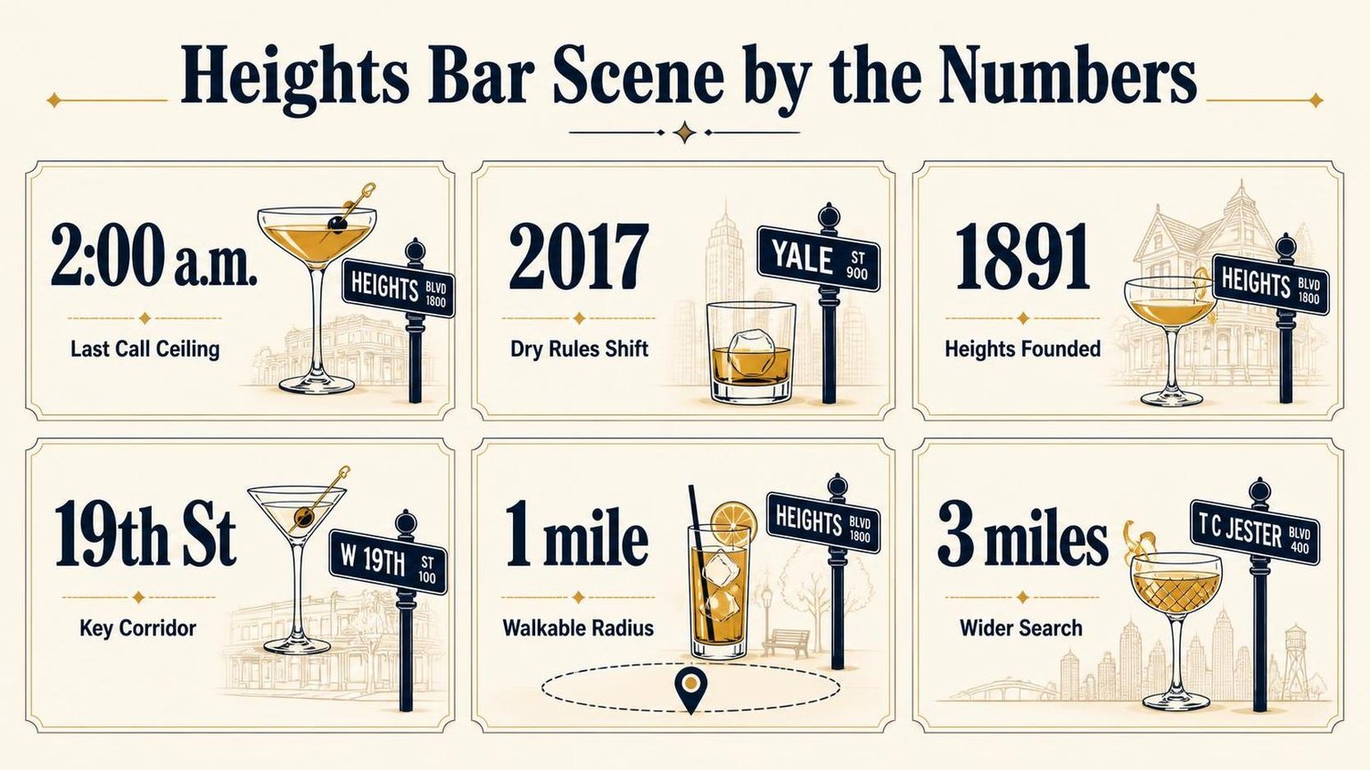 Bars in the Heights Houston for Drinks and Nights Out 1 Heights Bar Scene by the Numbers — key facts at a glance