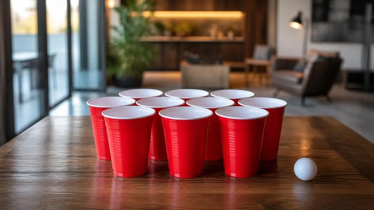 Beer game often played with red solo cups