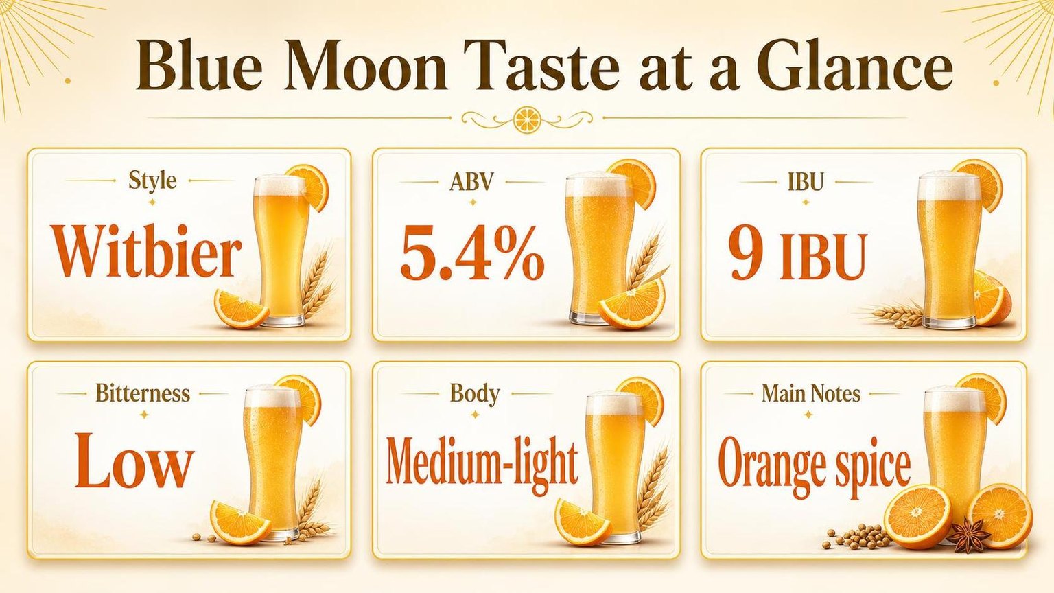 Blue Moon Taste at a Glance — key facts at a glance