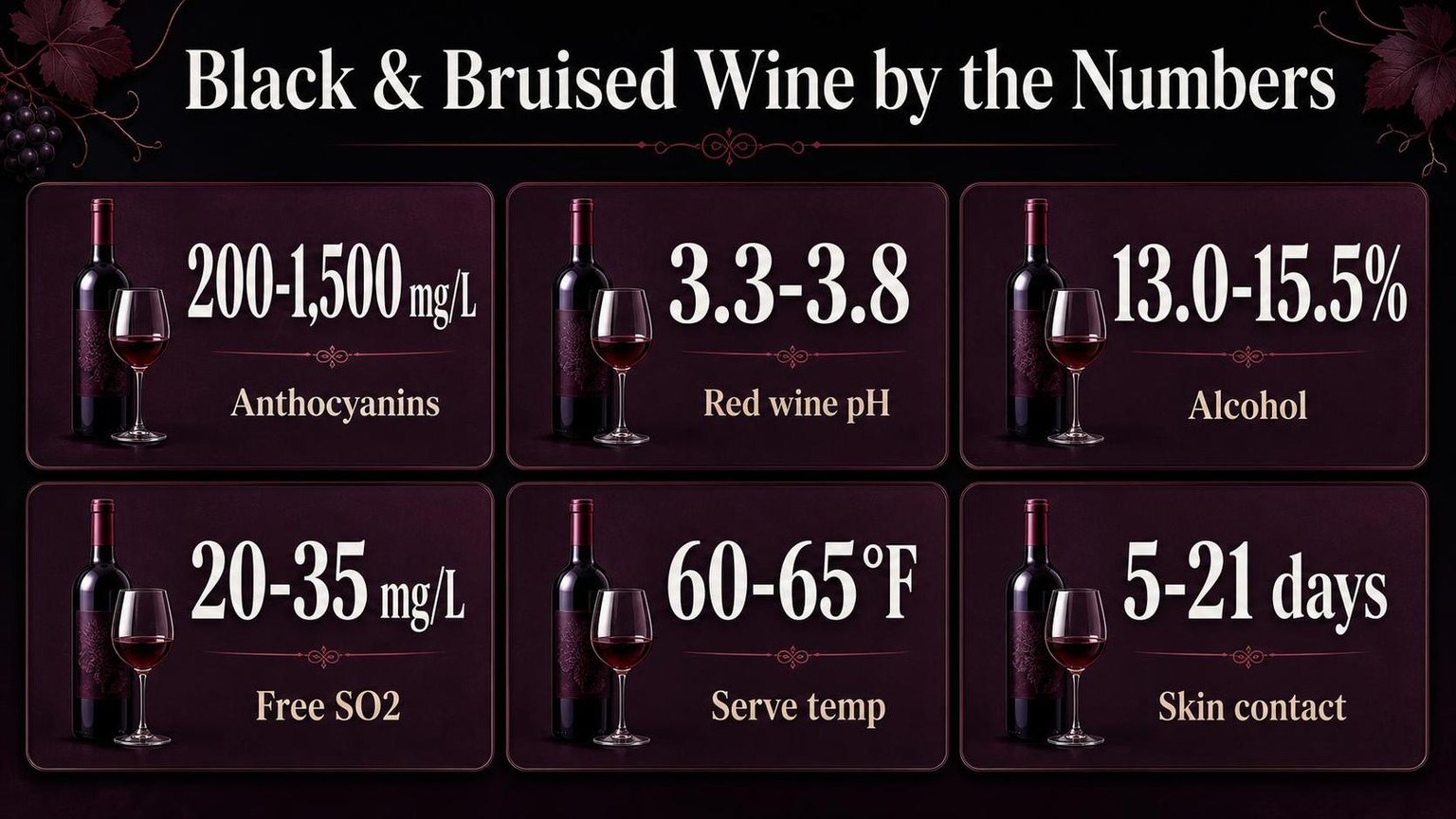 Black & Bruised Wine by the Numbers — key facts at a glance