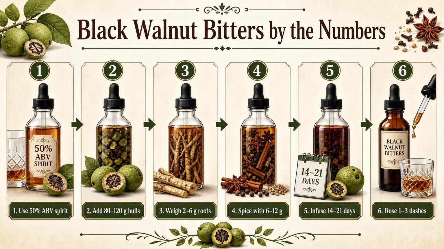 Black Walnut Bitters Recipe for Cocktails 1 Black Walnut Bitters by the Numbers — key facts at a glance