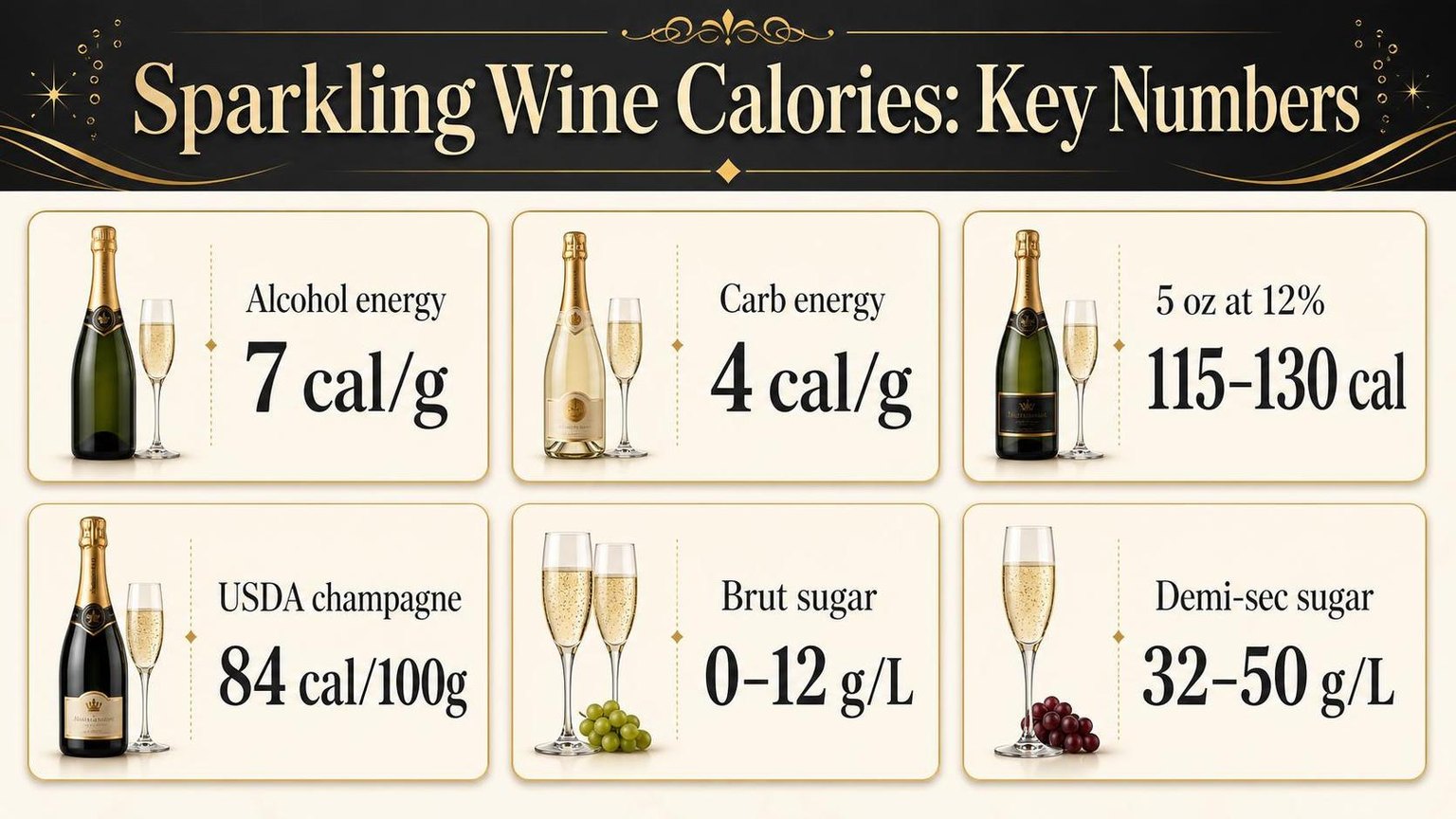 How Many Calories Are in a Glass of Sparkling Wine? 1 Sparkling Wine Calories: Key Numbers — key facts at a glance