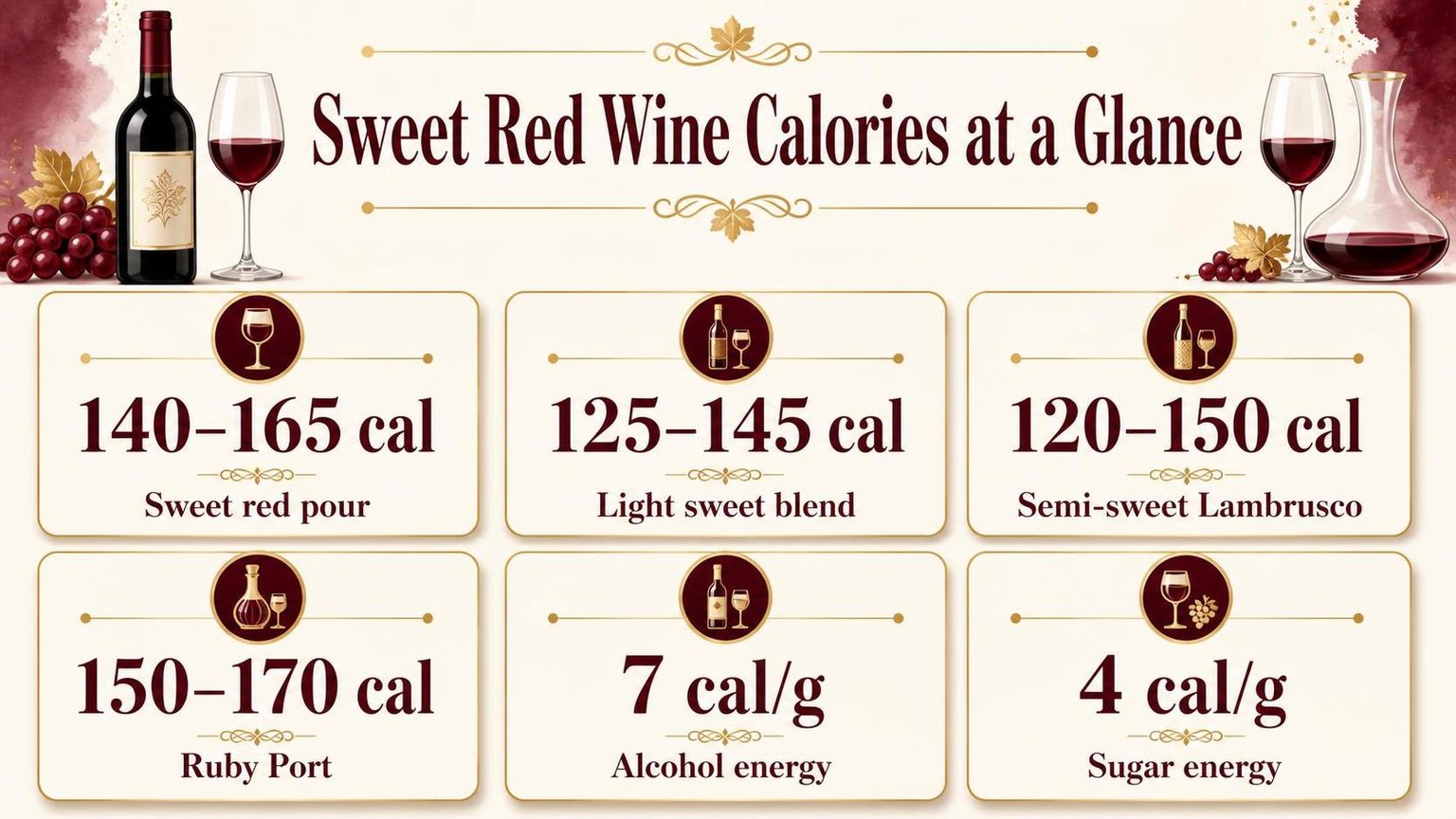 Sweet Red Wine Calories at a Glance — key facts at a glance