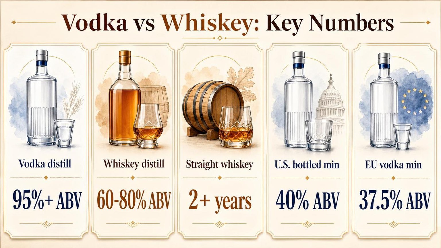 Vodka vs Whiskey: Key Numbers — the main points in one view