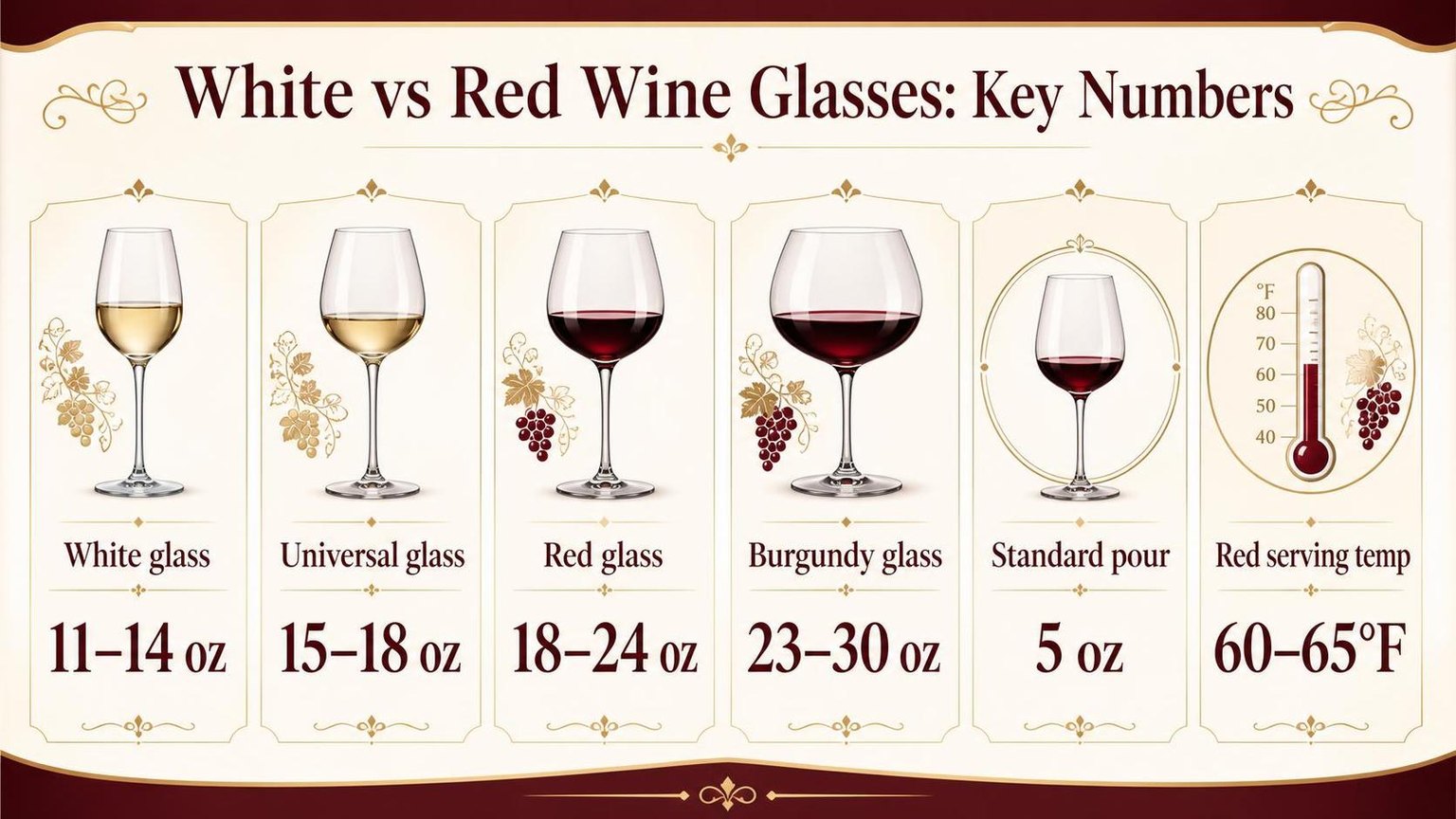 What Is the Difference Between White and Red Wine Glasses? 1 White vs Red Wine Glasses: Key Numbers — key facts at a glance