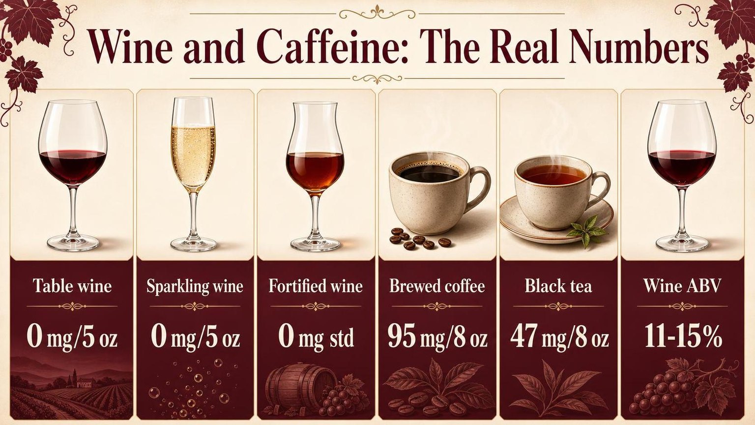Wine and Caffeine: The Real Numbers — key facts at a glance