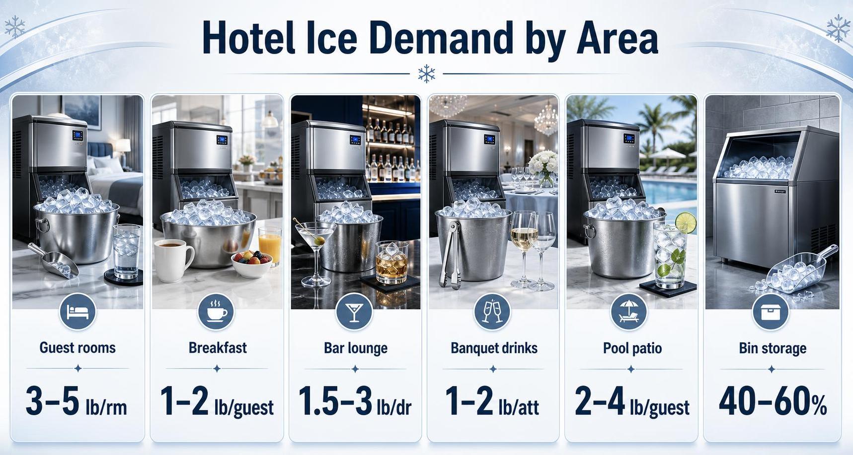 Find the Right Hotel Ice Machine: Comparing the 3 Types 1 Hotel Ice Demand by Area — key facts at a glance