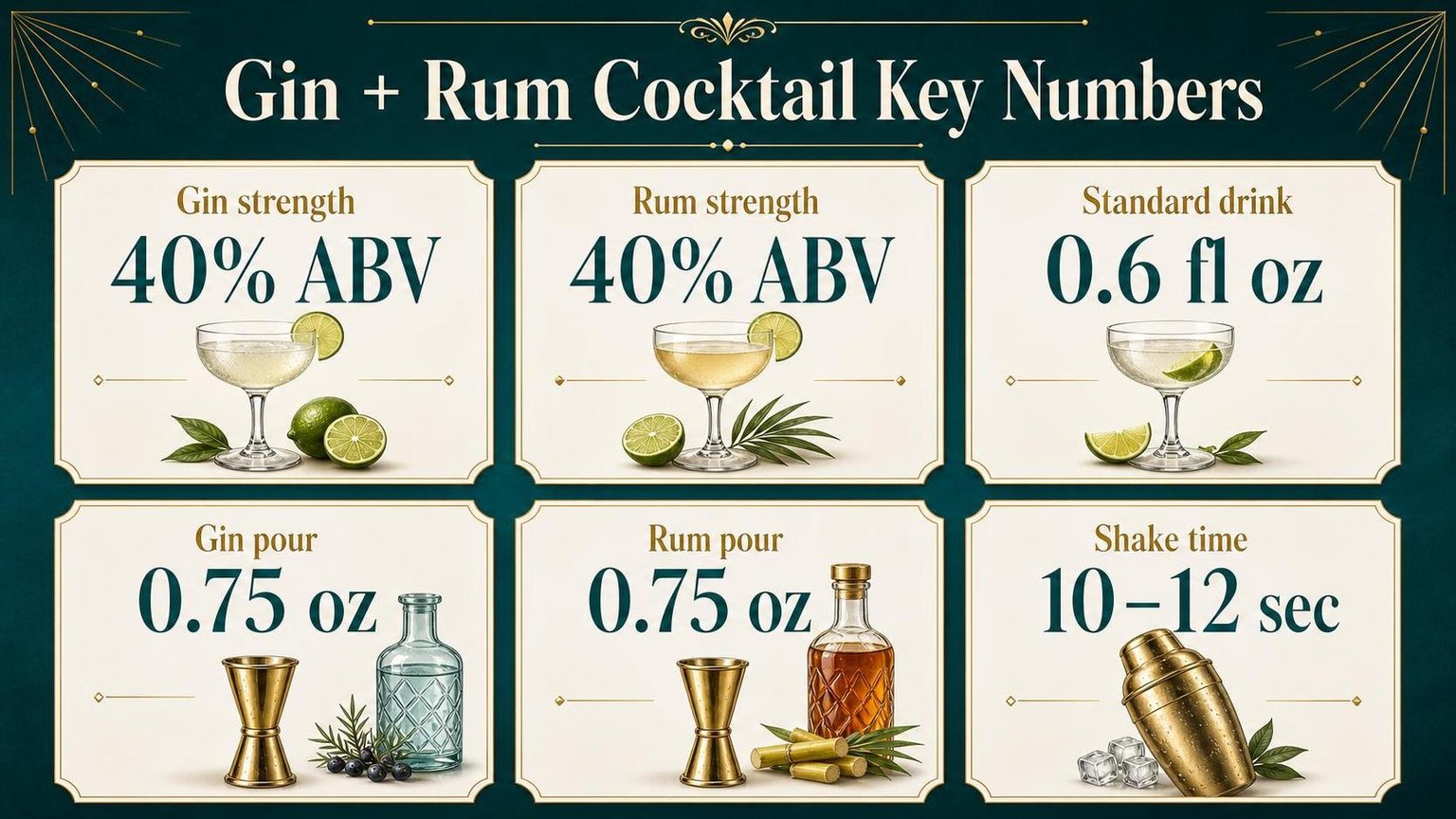 Gin + Rum Cocktail Key Numbers — key facts at a glance