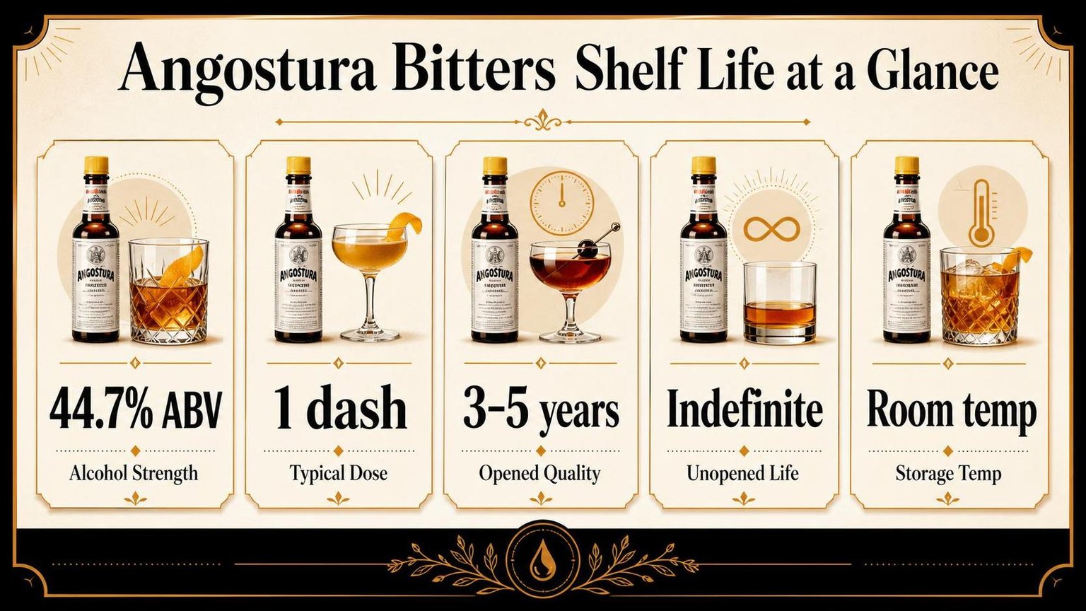 How Long Do Angostura Bitters Last? 1 Angostura Bitters Shelf Life at a Glance — key facts at a glance