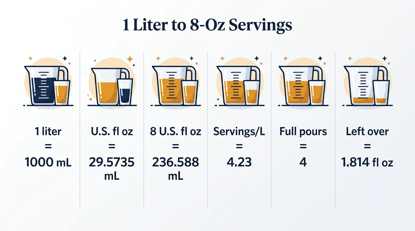 How Many 8 Oz In 1 Liter? 1 1 Liter to 8-Oz Servings — key facts at a glance