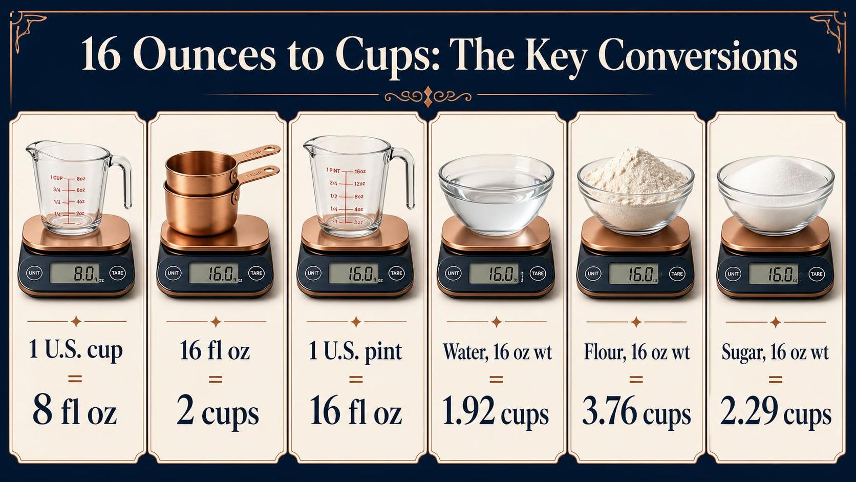 How Many Cups Is 16 Ounces? 1 16 Ounces to Cups: The Key Conversions — key facts at a glance