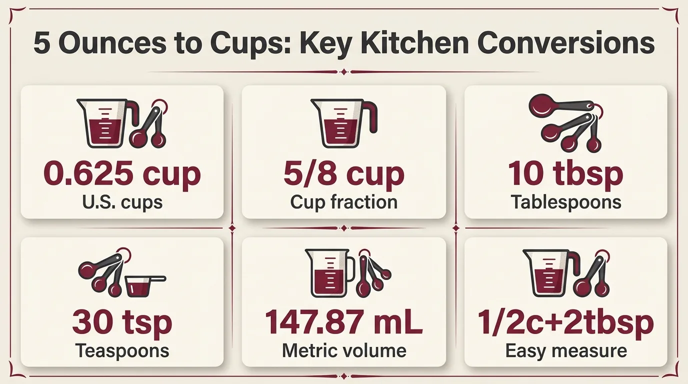 How Many Cups Is 5 Ounces? 1 5 Ounces to Cups: Key Kitchen Conversions — key facts at a glance
